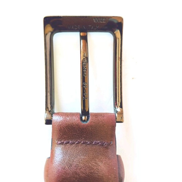 Men's Italian Leather Dress Belt Size 38 Brown Made In Italy Work Minimalist - Picture 8 of 11